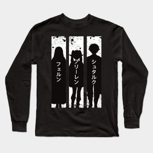 Frieren Party Members Black and White Silhouette with Fern Stark from Sousou no Frieren or Frieren Beyond Journeys End Anime SNF-173 Long Sleeve T-Shirt